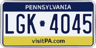 PA license plate LGK4045