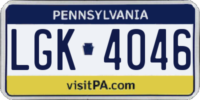 PA license plate LGK4046