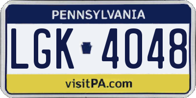 PA license plate LGK4048
