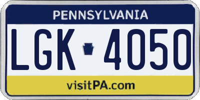 PA license plate LGK4050
