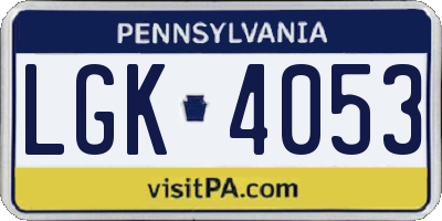 PA license plate LGK4053