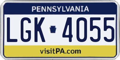 PA license plate LGK4055