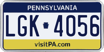PA license plate LGK4056