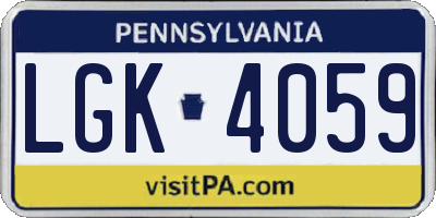 PA license plate LGK4059
