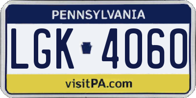 PA license plate LGK4060