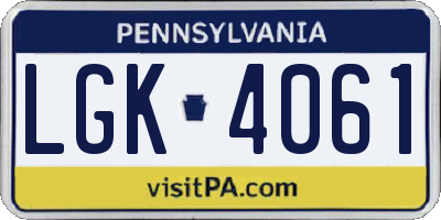 PA license plate LGK4061