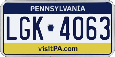 PA license plate LGK4063