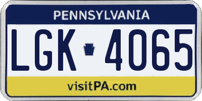 PA license plate LGK4065