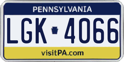 PA license plate LGK4066
