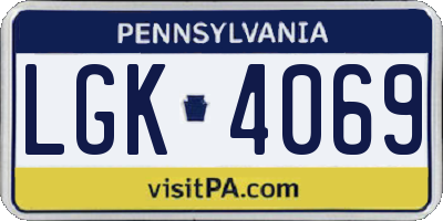 PA license plate LGK4069