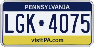 PA license plate LGK4075