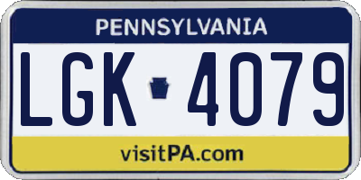 PA license plate LGK4079