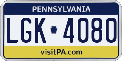PA license plate LGK4080