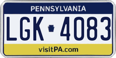 PA license plate LGK4083
