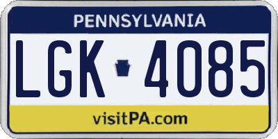 PA license plate LGK4085