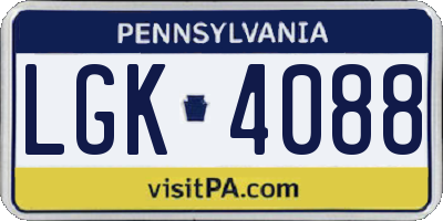 PA license plate LGK4088
