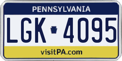 PA license plate LGK4095