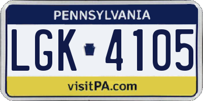 PA license plate LGK4105