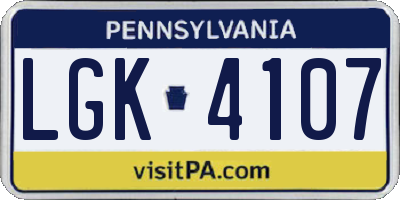 PA license plate LGK4107