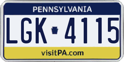 PA license plate LGK4115