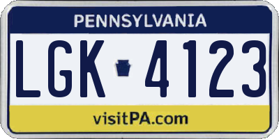 PA license plate LGK4123
