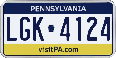 PA license plate LGK4124