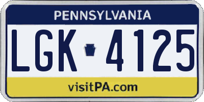 PA license plate LGK4125