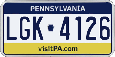 PA license plate LGK4126
