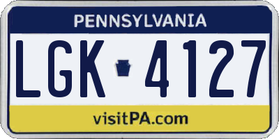 PA license plate LGK4127
