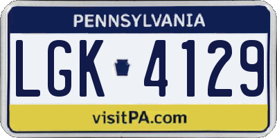 PA license plate LGK4129