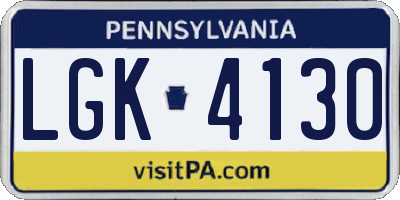 PA license plate LGK4130