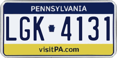 PA license plate LGK4131