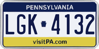 PA license plate LGK4132