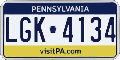 PA license plate LGK4134
