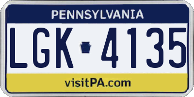 PA license plate LGK4135