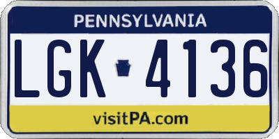 PA license plate LGK4136