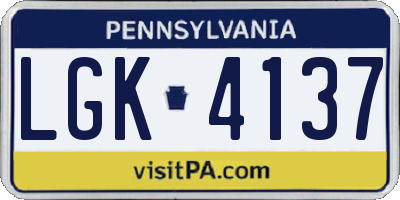 PA license plate LGK4137