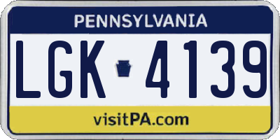 PA license plate LGK4139