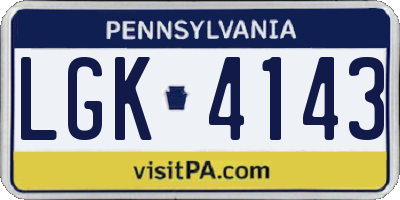 PA license plate LGK4143