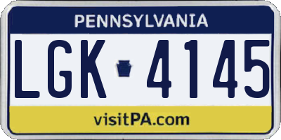 PA license plate LGK4145