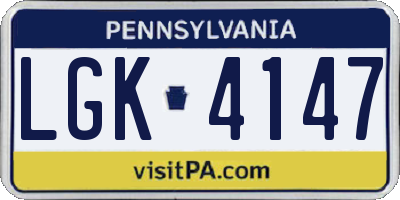 PA license plate LGK4147