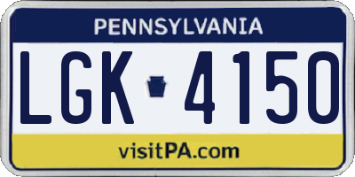 PA license plate LGK4150