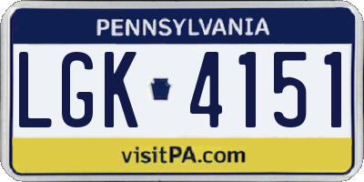 PA license plate LGK4151