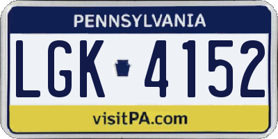 PA license plate LGK4152