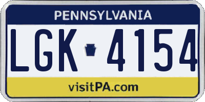 PA license plate LGK4154