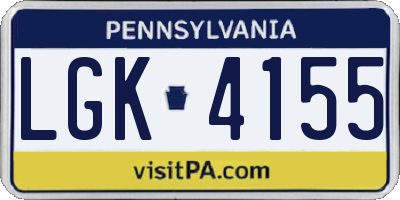 PA license plate LGK4155