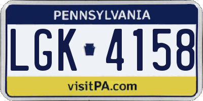 PA license plate LGK4158
