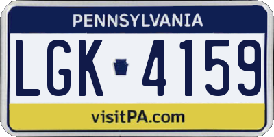 PA license plate LGK4159
