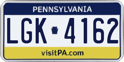 PA license plate LGK4162
