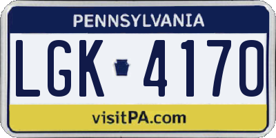 PA license plate LGK4170